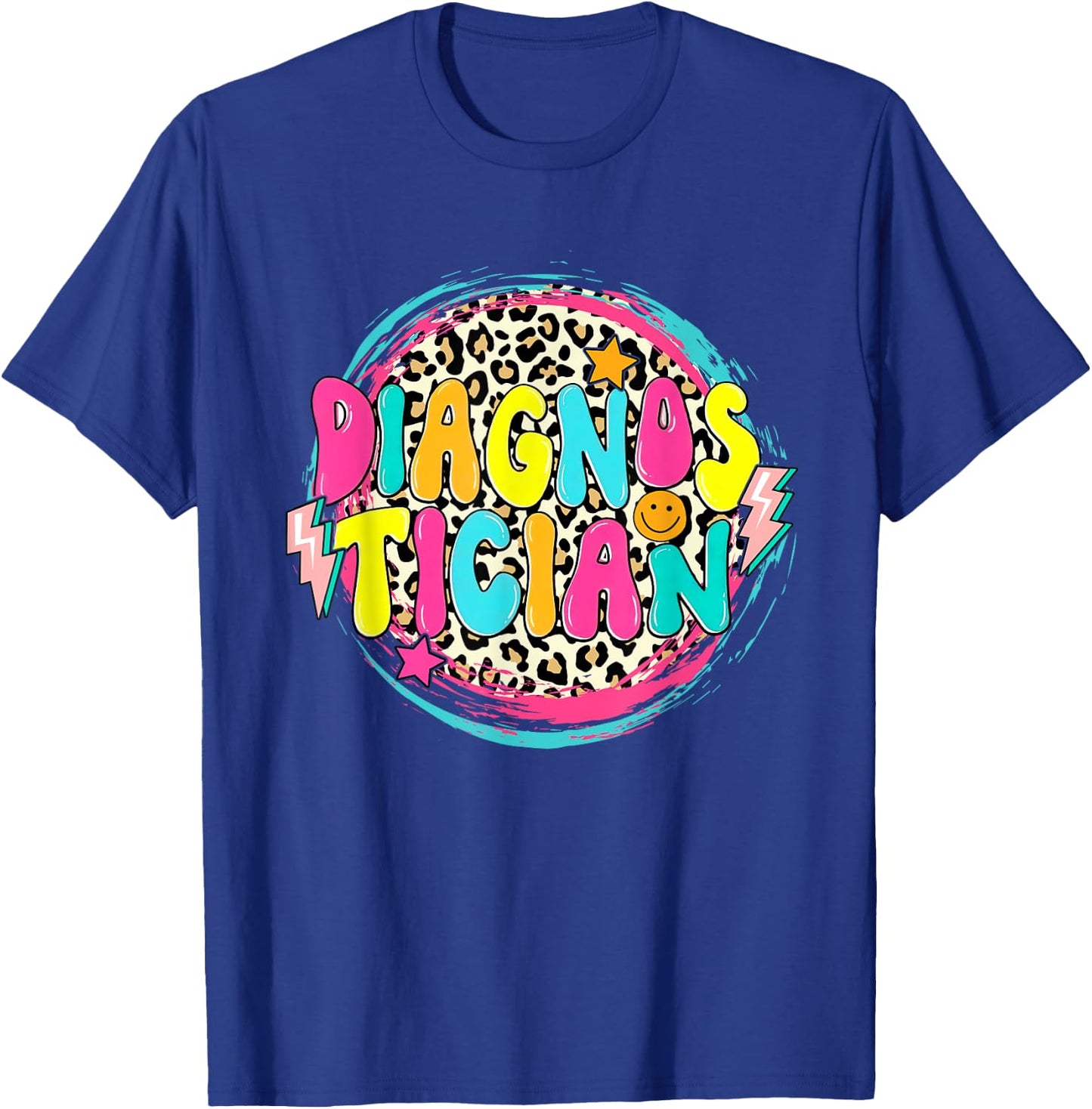 Retro Groovy Educational Diagnostician Leopard Circle T-Shirt - T-Shirt | Royal