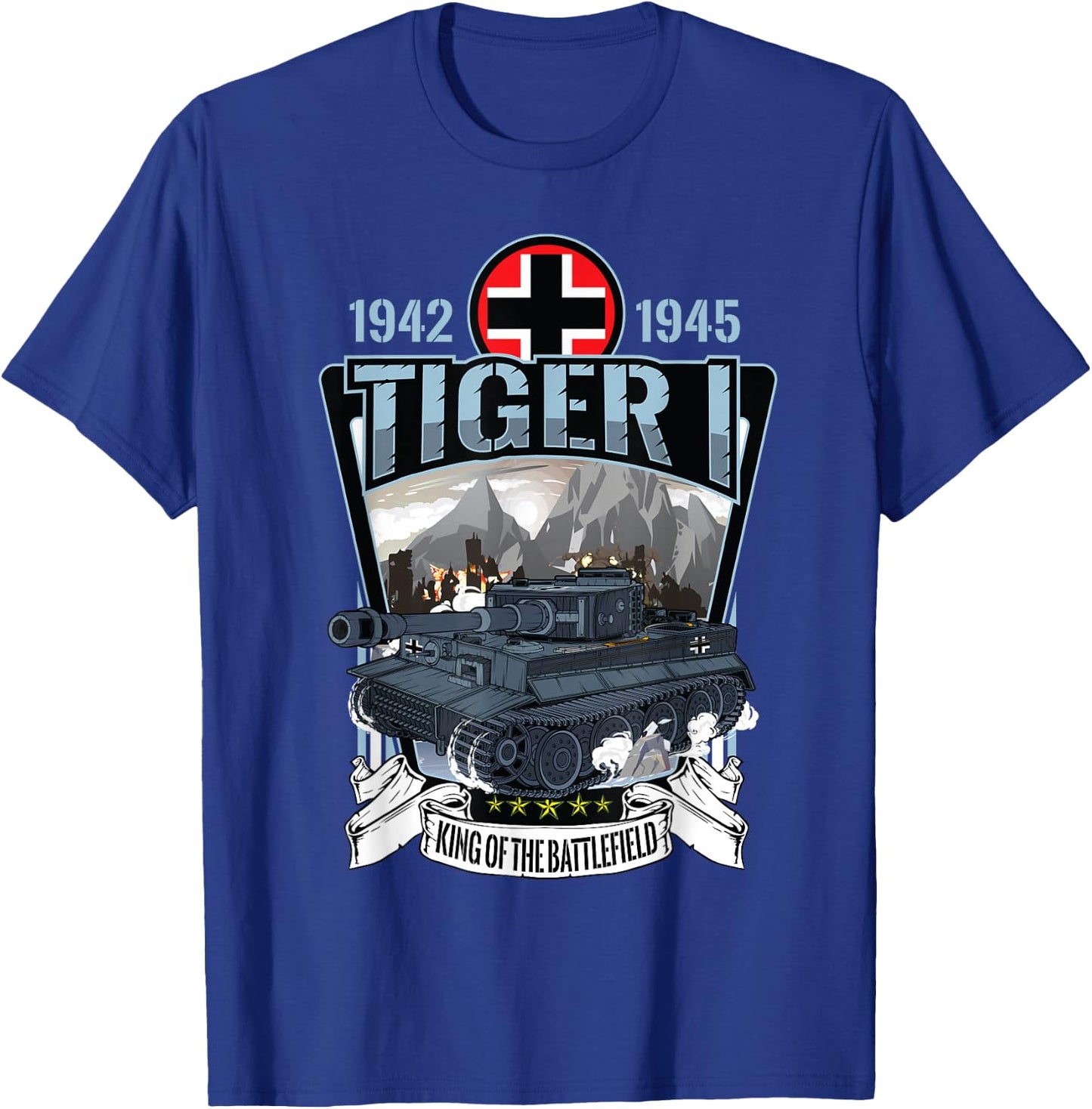 Vintage World War 2 German Tank Tiger I (1) Gift T-Shirt - T-Shirt | Royal
