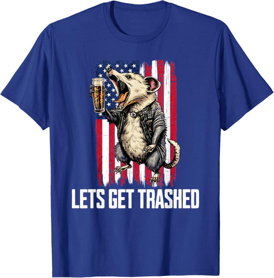 4th of July Awesome Possum Drinking A Beer Funny Opossum Men T-Shirt - T-Shirt | Royal