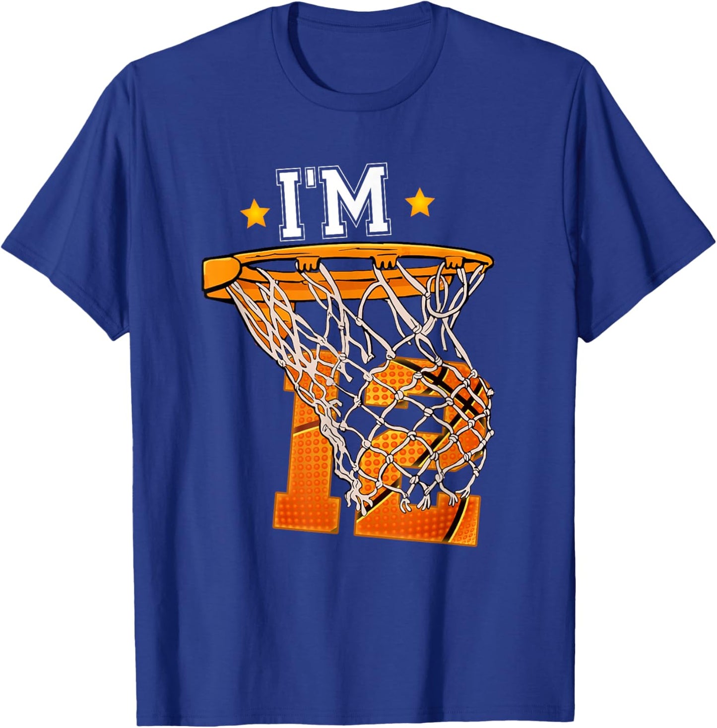 12th Birthday Basketball Shirt I'm 12 Boy Girl 12th Birthday T-Shirt - T-Shirt | Royal