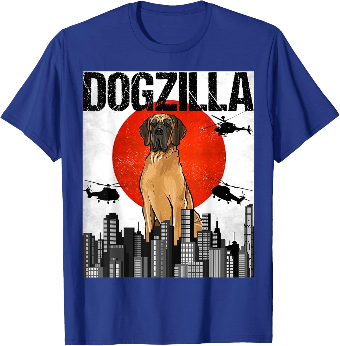 Funny Vintage Japanese Dogzilla Brown Great Dane T-Shirt - T-Shirt | Royal
