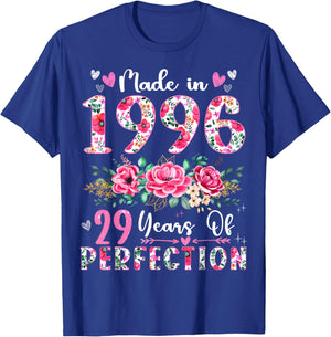 29 Year Old Made In 1996 Floral 29th Birthday Women T-Shirt - T-Shirt | Royal