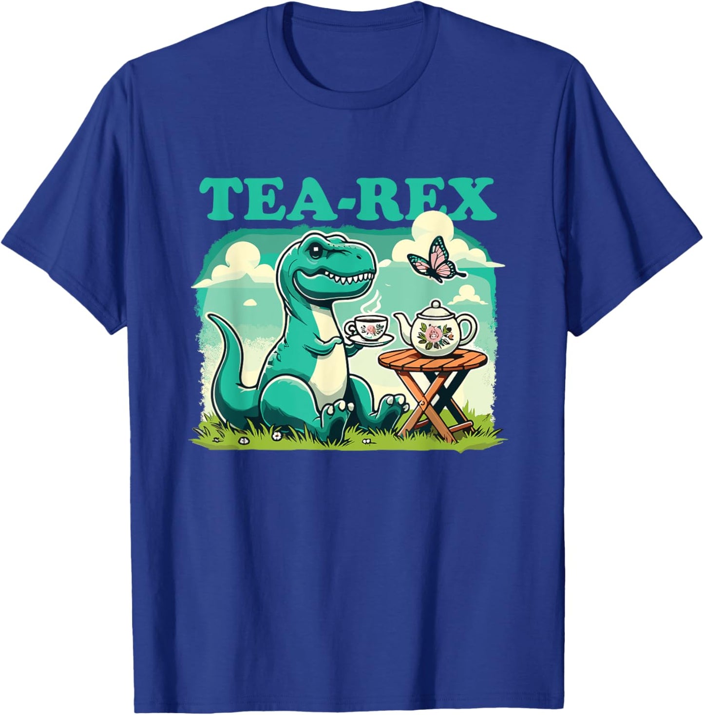 Tea-Rex Funny Dinosaur Tea Lover T-Shirt - T-Shirt | Royal
