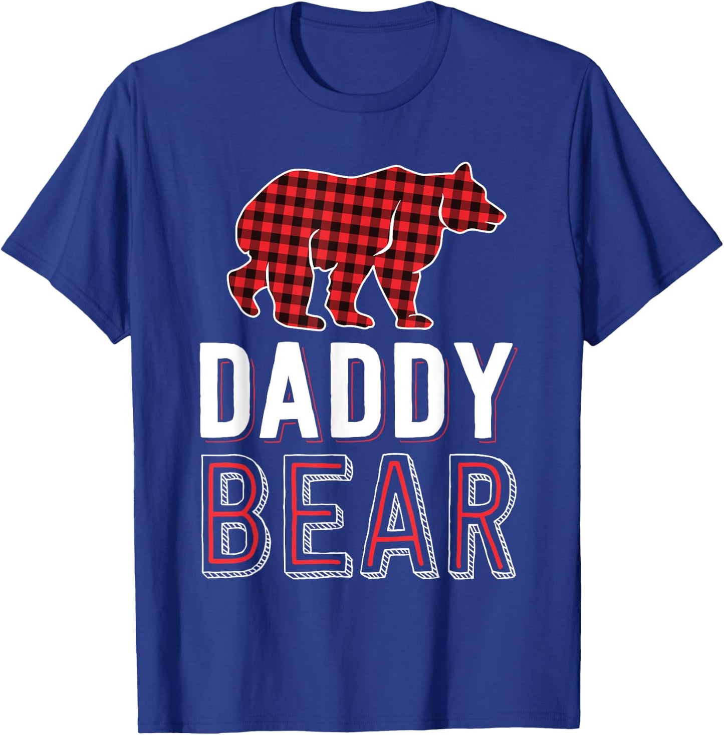 Daddy Bear Dad Red Buffalo Plaid Matching Family Christmas T-Shirt - T-Shirt | Royal