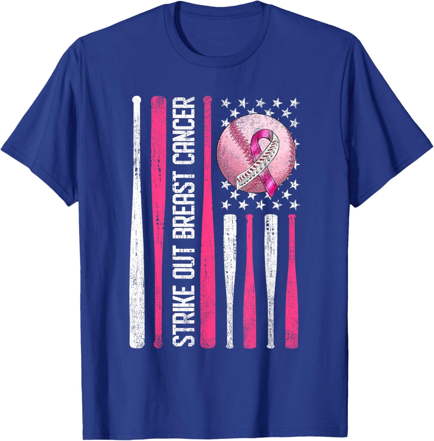 Strike Out Breast Cancer Baseball Fight Awareness Men Women T-Shirt - T-Shirt | Royal