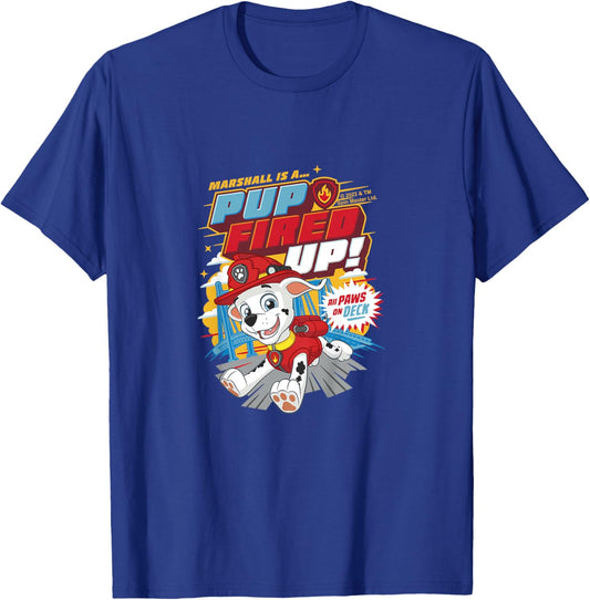 Kids PAW Patrol Marshall Is A Pup Fired Up All Paws On Deck T-Shirt - T-Shirt | Royal