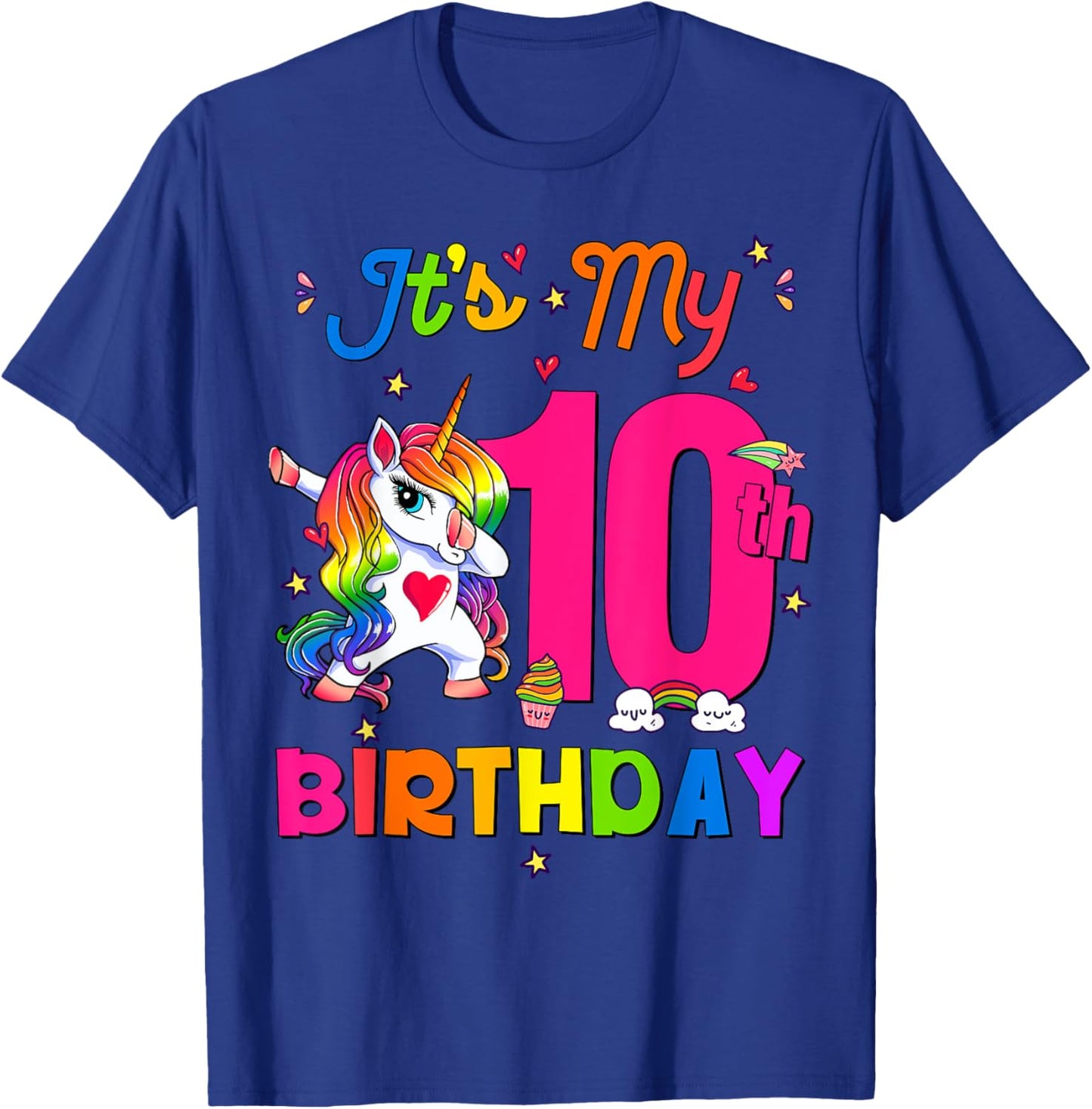 10 Years Old Unicorn It's My 10th Birthday Girl Party T-Shirt - T-Shirt | Royal