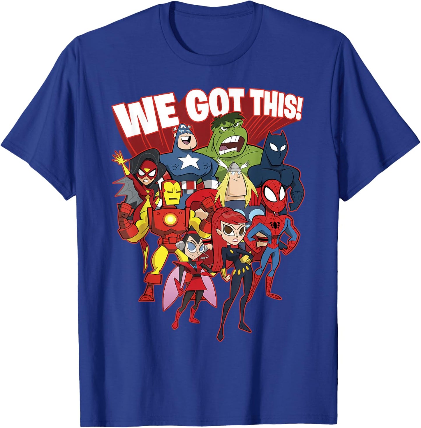 Marvel Avengers We Got This! Retro Cartoon Portrait T-Shirt - T-Shirt | Royal
