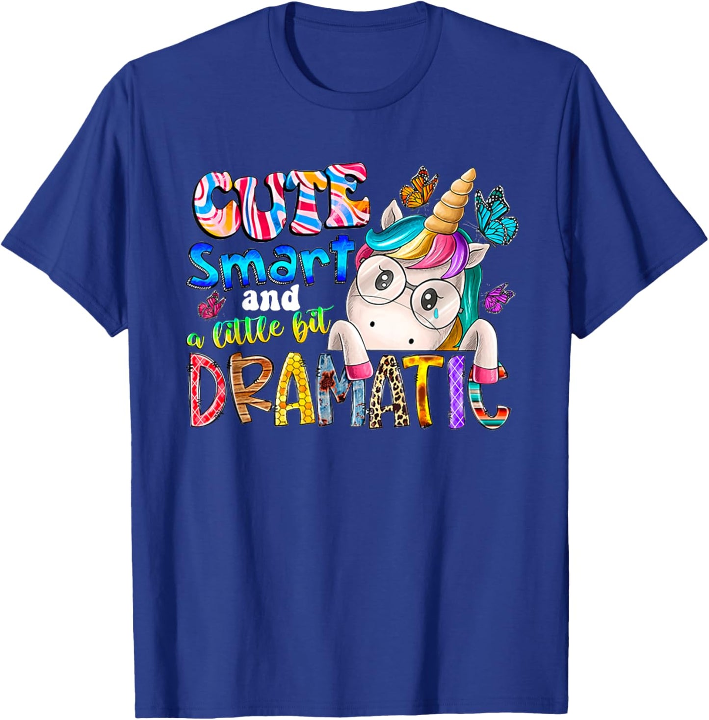 Cute smart and a little bit dramatic Funny Unicorn Kid Girls T-Shirt - T-Shirt | Royal