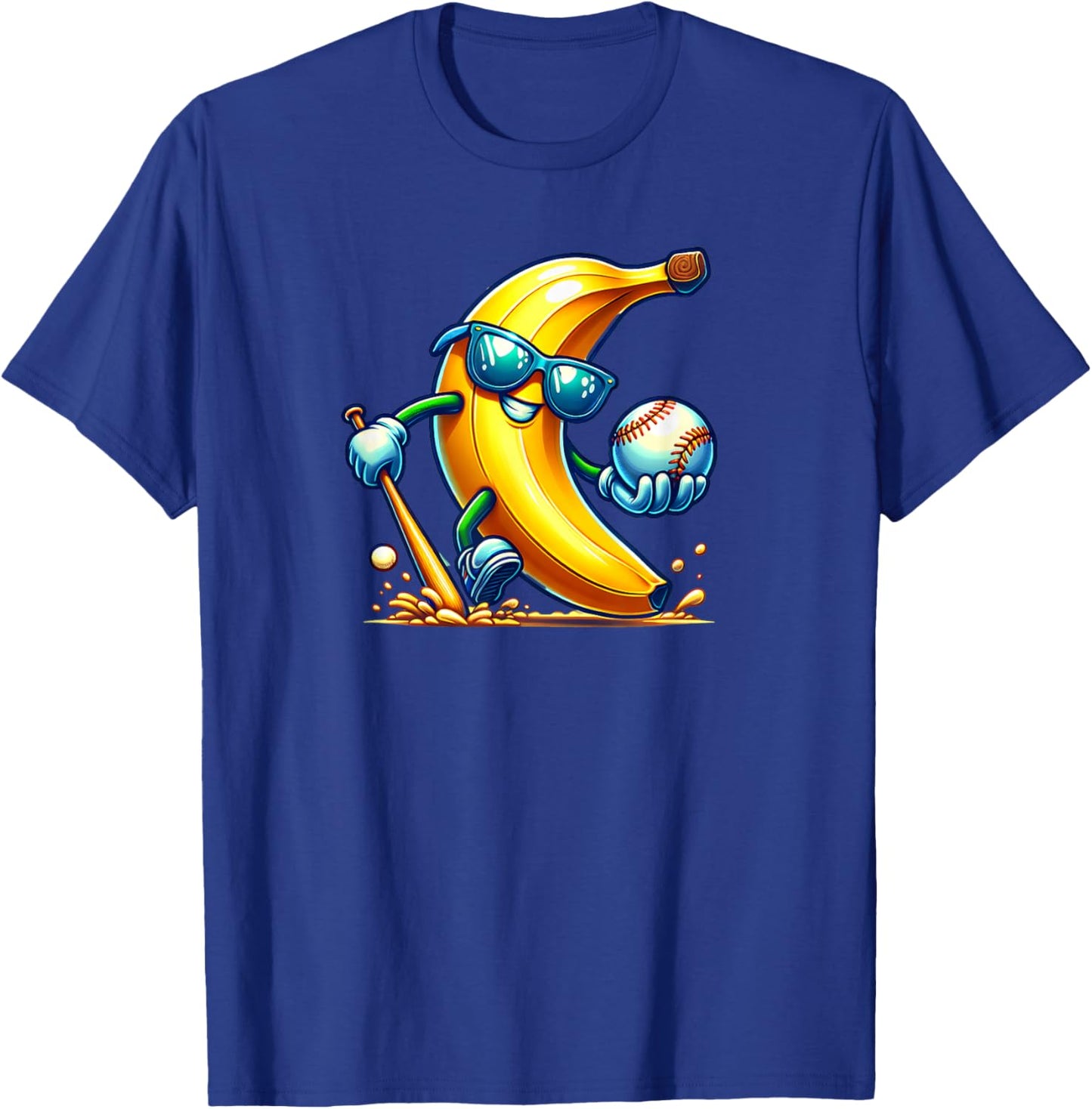 Banana Playing Baseball Fruit Lover Baseball Player T-Shirt - T-Shirt | Royal