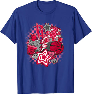 NBA Houston Rockets Psychedelic Basketball Collage T-Shirt - T-Shirt | Royal