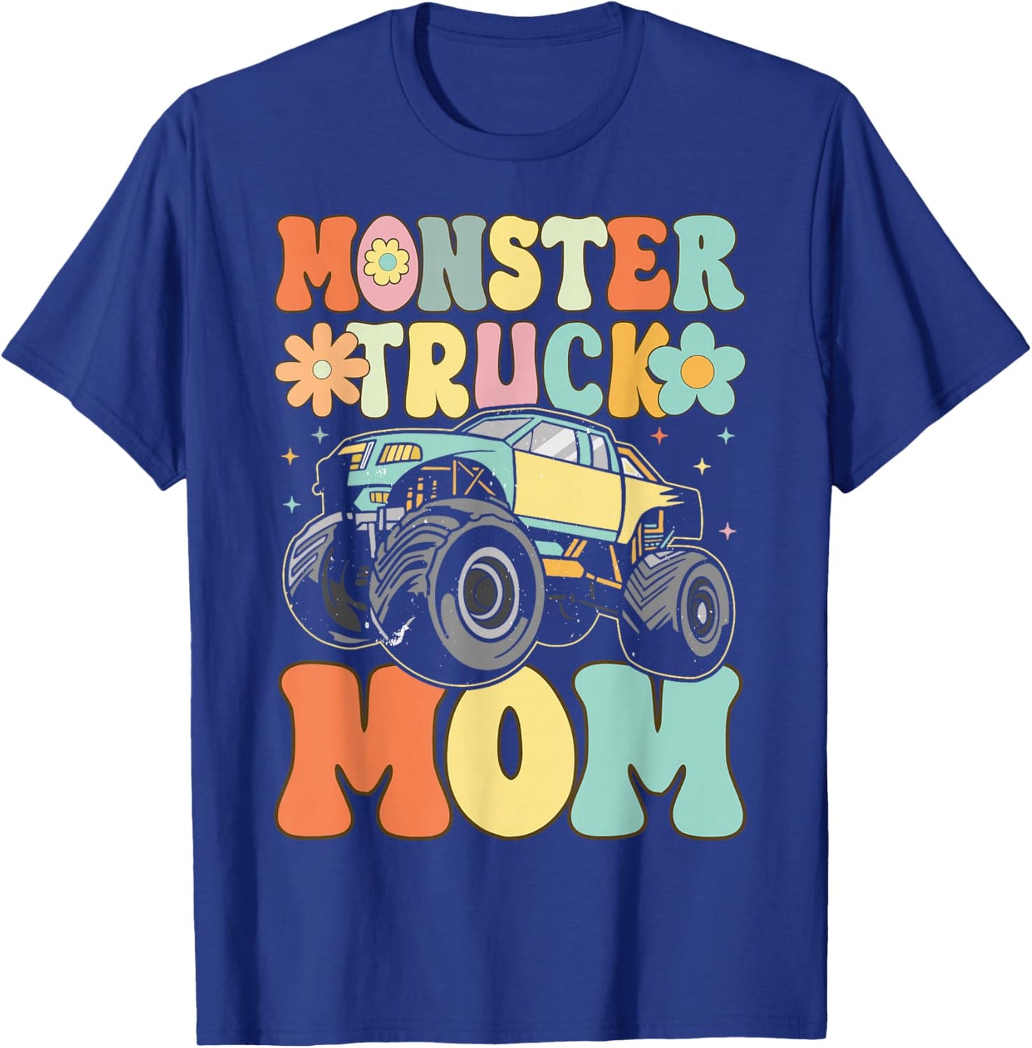 Monster Truck Mom Groovy Truck Lover Mom Female T-Shirt - T-Shirt | Royal