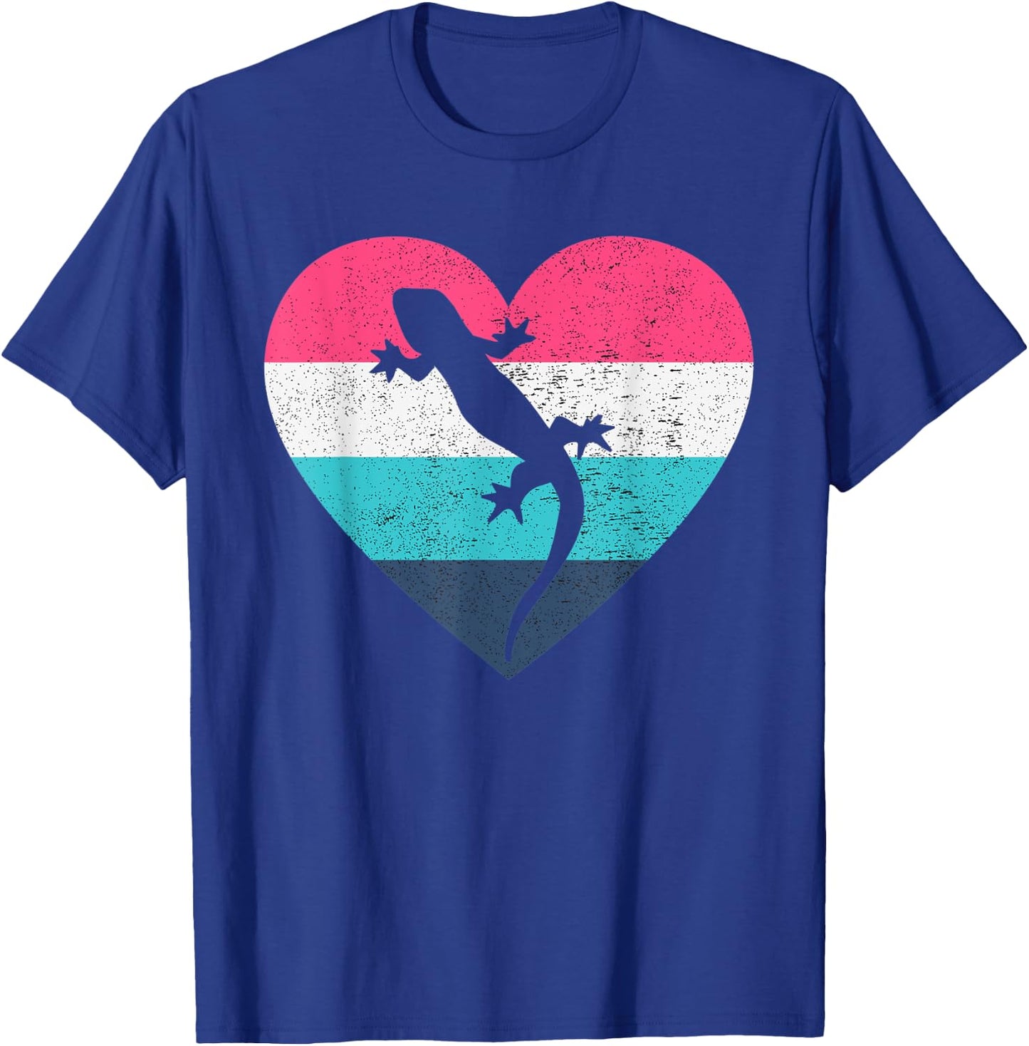 I love Gecko Reptile Heart Vintage Retro Distressed Print T-Shirt - T-Shirt | Royal