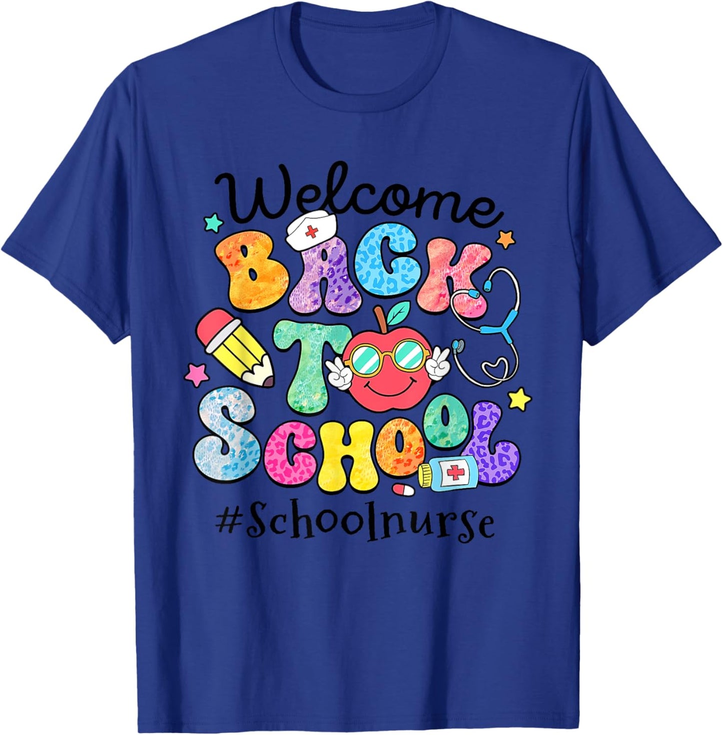 Welcome Back To School Nurse First Day Of School Leopard T-Shirt - T-Shirt | Royal