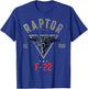 Vintage F-22 Raptor Fighter Jet | Aircraft Veteran T-Shirt - T-Shirt | Royal