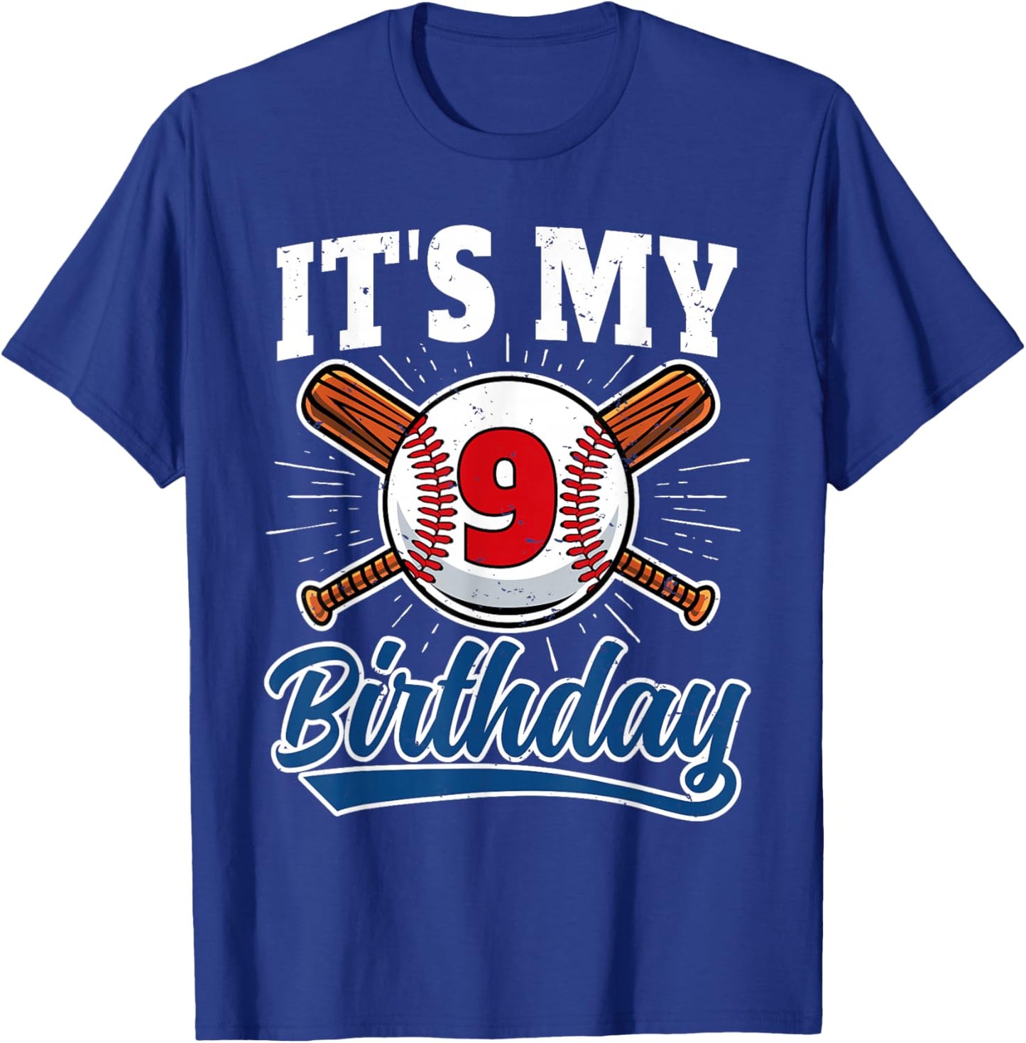 9 Years Old Kids Baseball Player 9th Birthday Party Boys T-Shirt - T-Shirt | Royal
