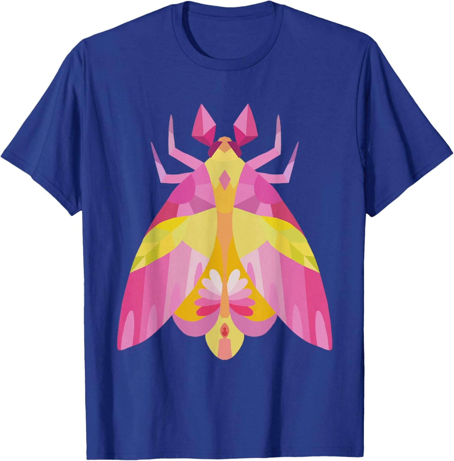 Geometric Pink and Yellow Rosy Maple Moth Insect Bug T-Shirt - T-Shirt | Royal