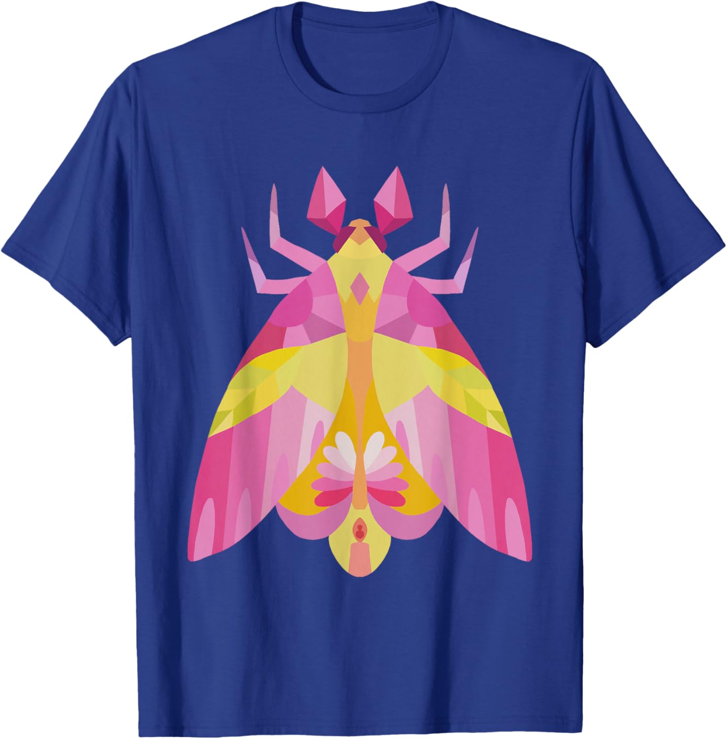 Geometric Pink and Yellow Rosy Maple Moth Insect Bug T-Shirt - T-Shirt | Royal