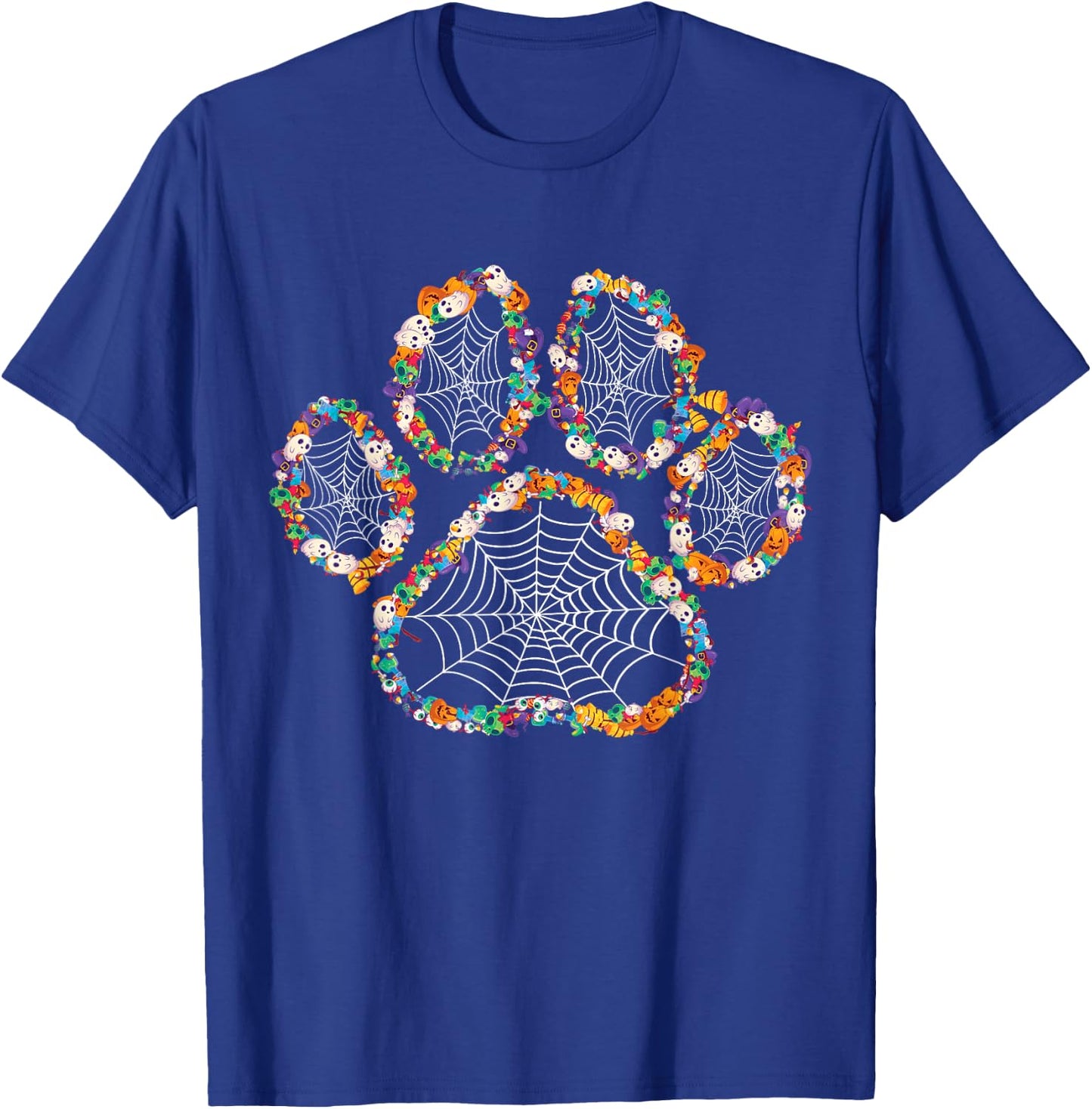 Paw Print Halloween Dog Candy Pumpkin Ghost Gift Women Girls T-Shirt - T-Shirt | Royal
