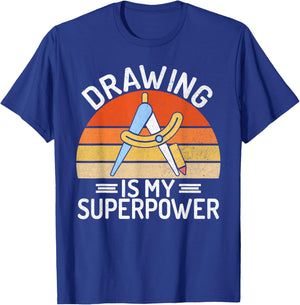 Drawing is my Superpower Draftsman T-Shirt - T-Shirt | Royal