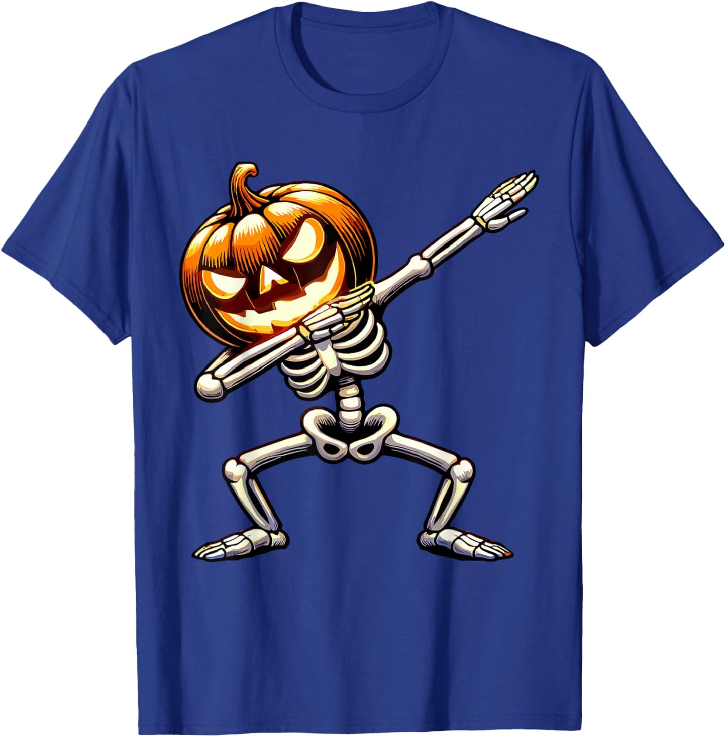 Halloween Boys Dabbing Skeleton Scary Pumpkin T-Shirt - T-Shirt | Royal