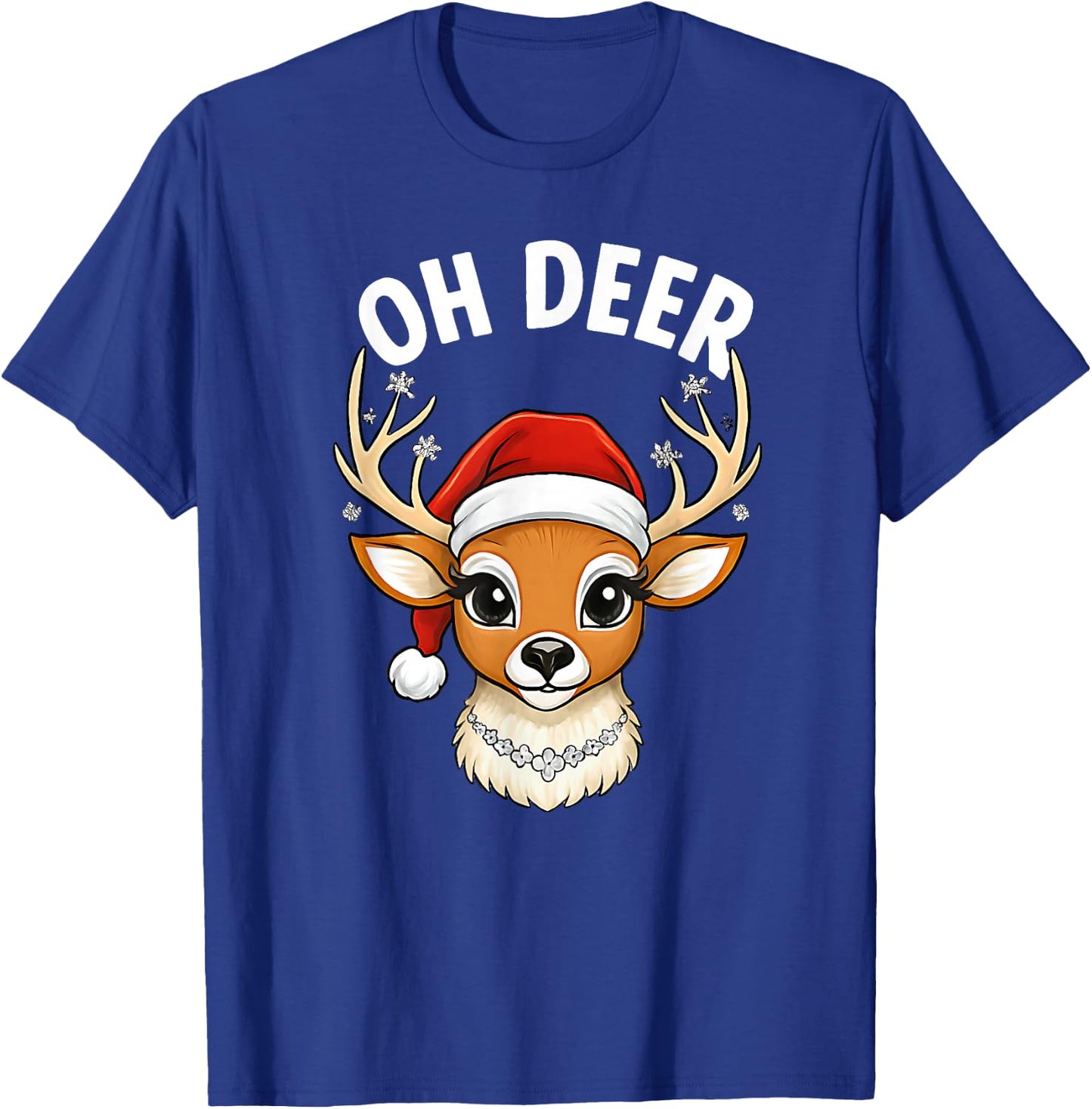 Funny Oh Deer Reindeer Cute Christmas Pun Winter Holiday T-Shirt - T-Shirt | Royal