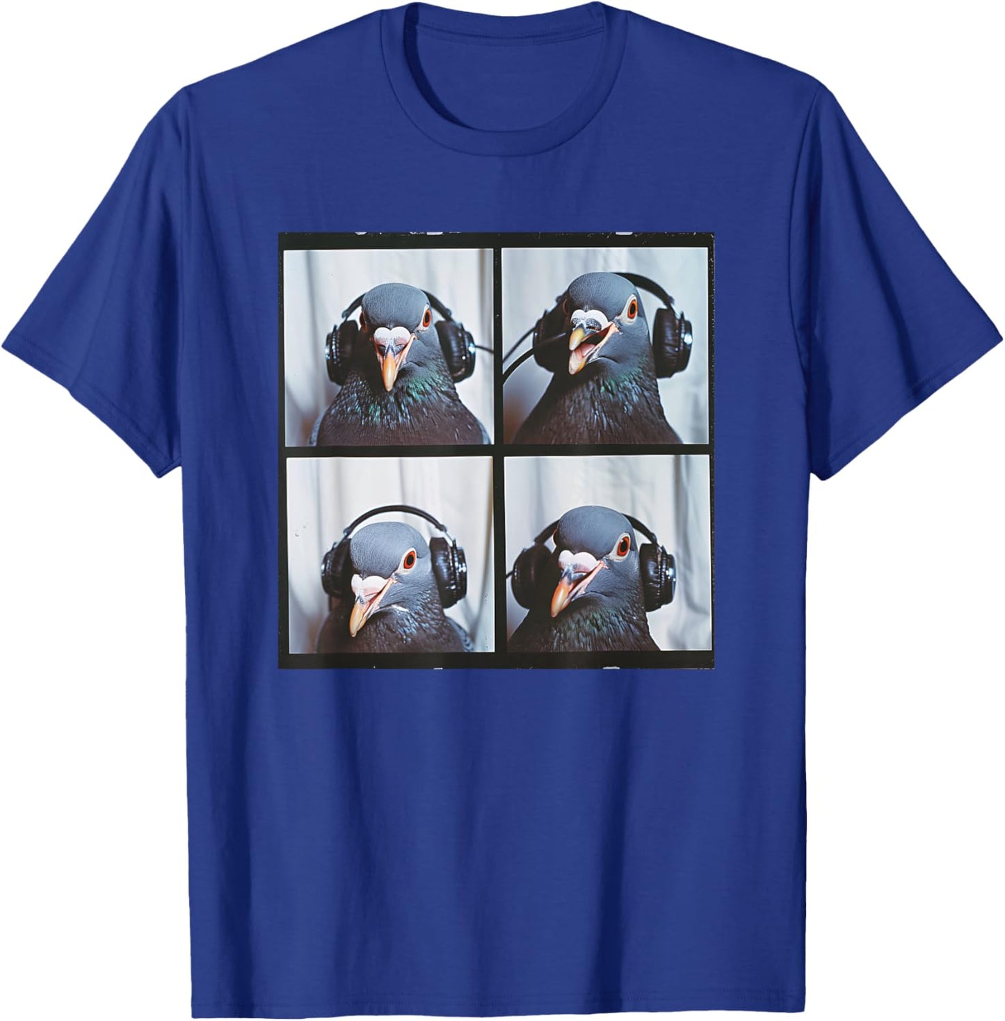 Pigeon Wearing Headphones Singing Pigeon Fancier Photobooth T-Shirt - T-Shirt | Royal