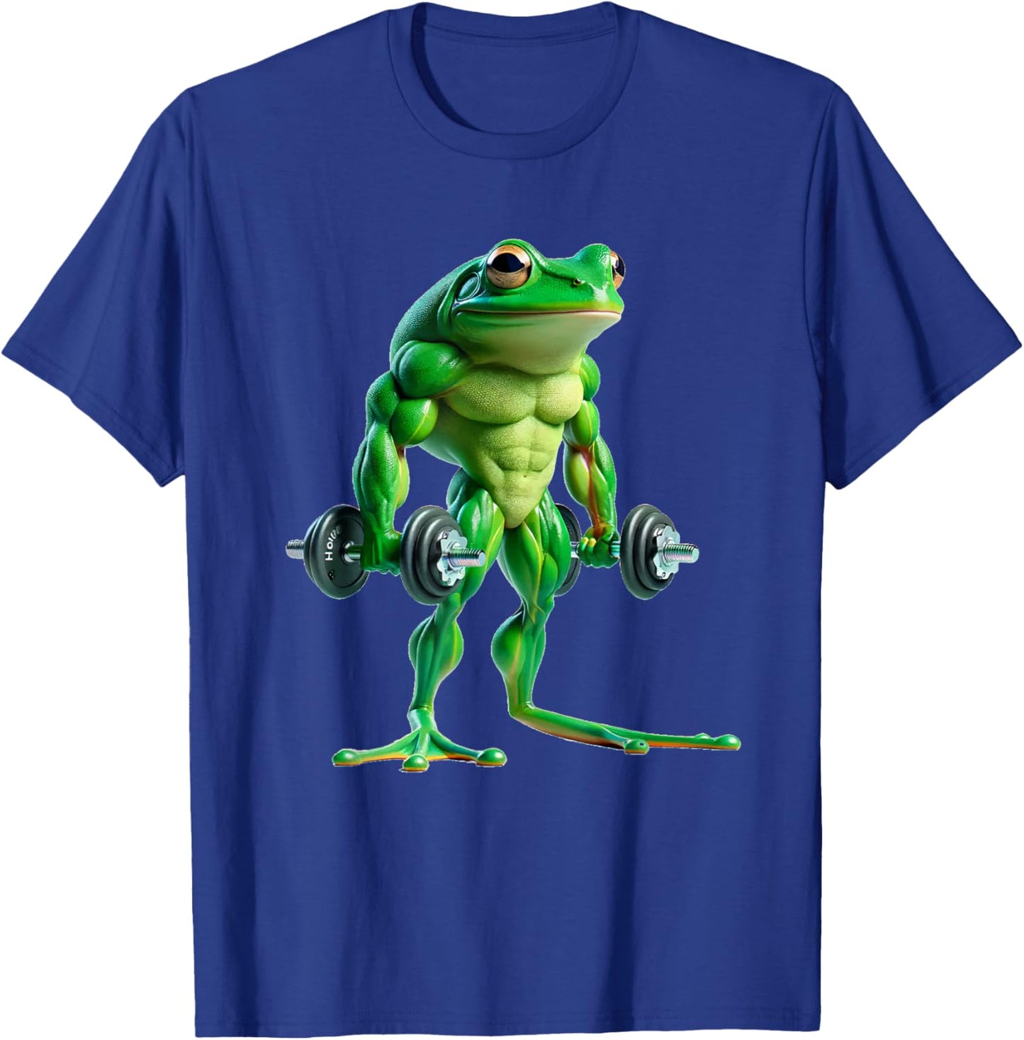 Buff Frog Lifting Weights Funny Fitness Workout Gym Lover T-Shirt - T-Shirt | Royal