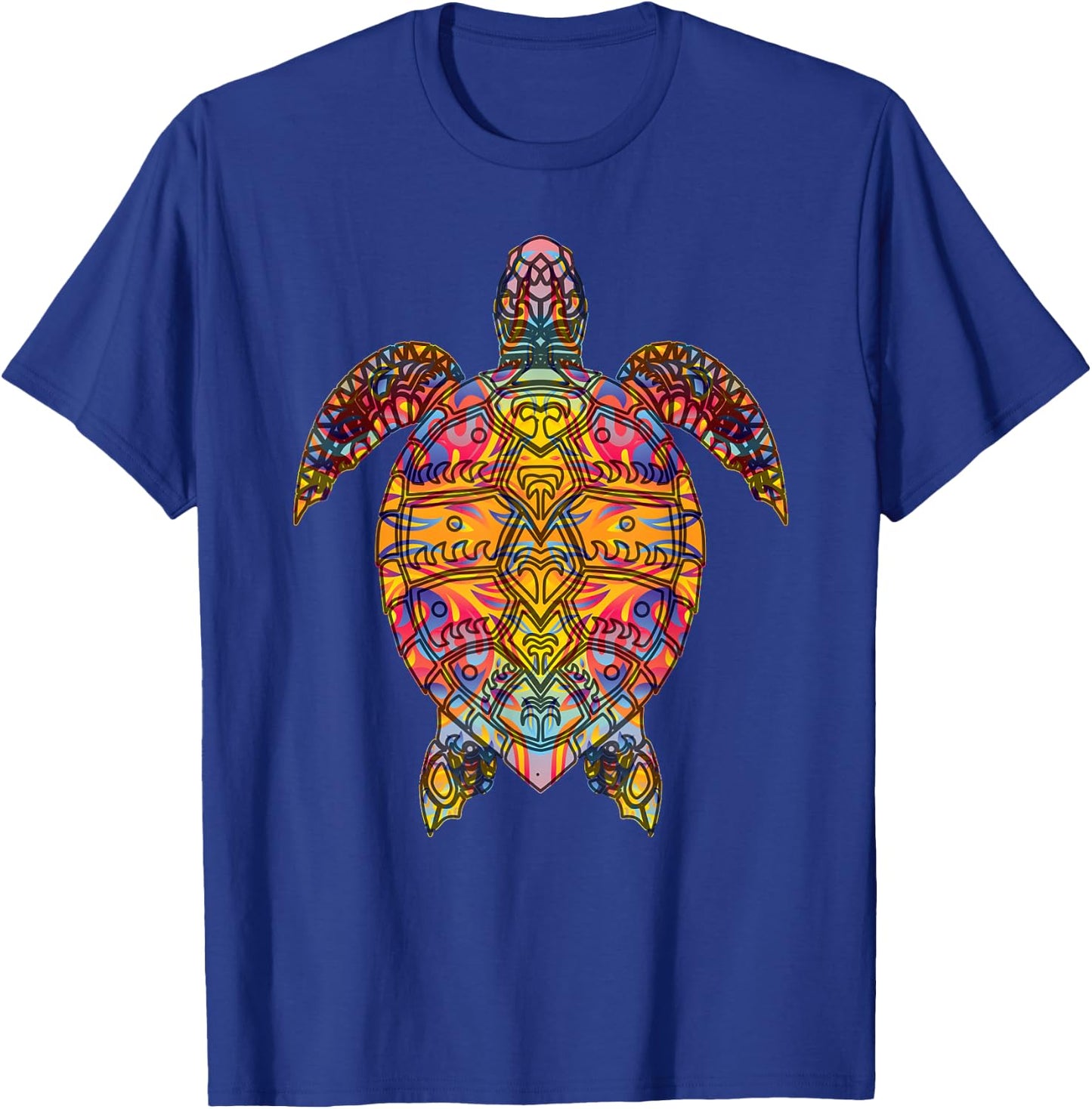 Psychedelic Hippie Sea Turtle Gift. Tribal Turtle design T-Shirt - T-Shirt | Royal