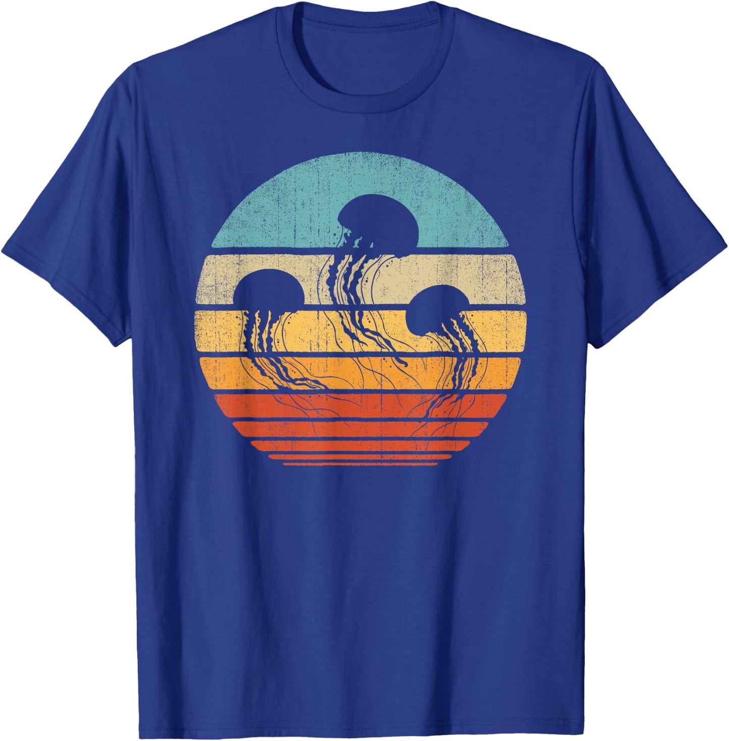 Jellyfish Retro Vintage 60s 70s Sunset Sea Animal Lovers Men T-Shirt - T-Shirt | Royal