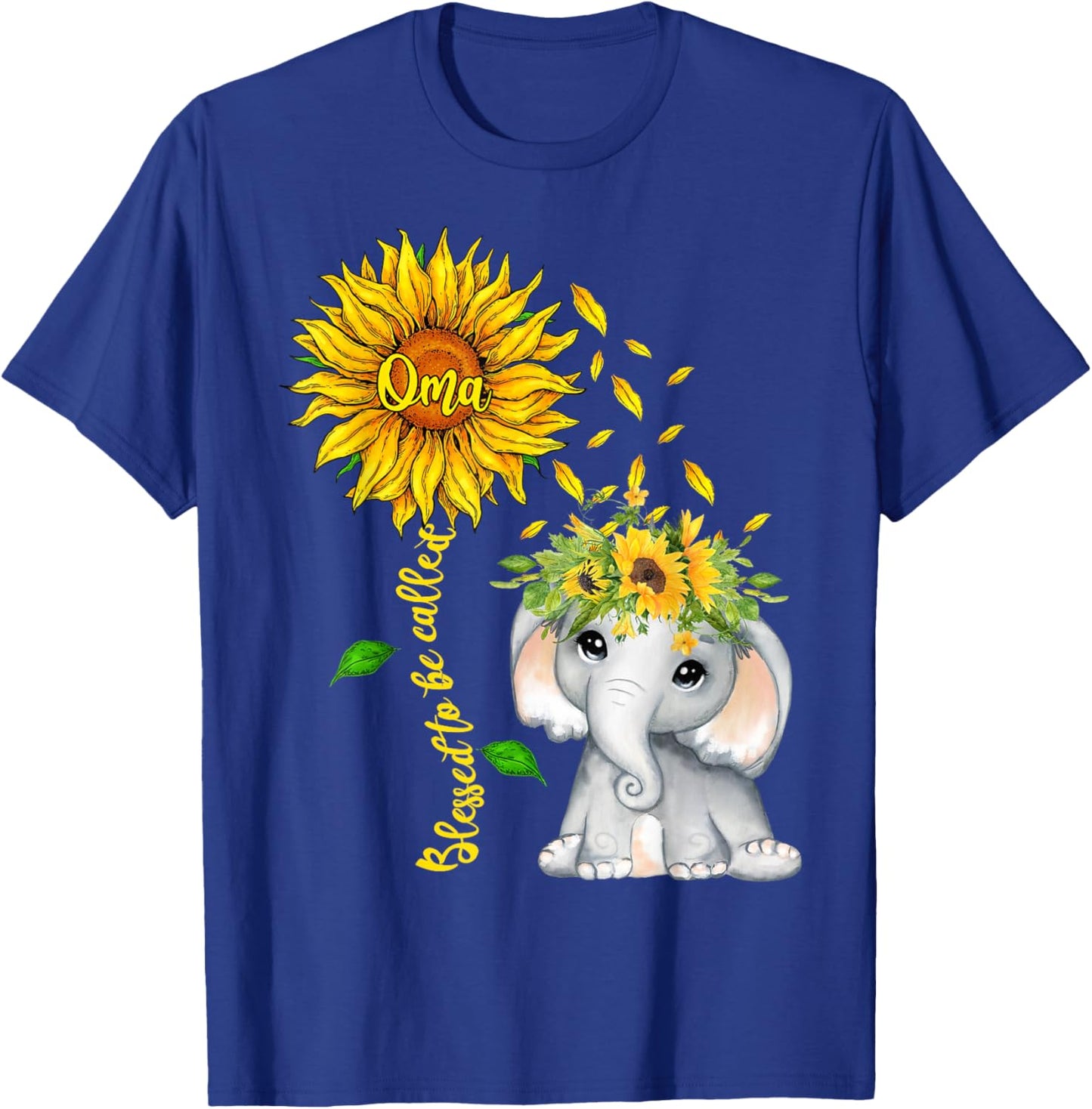 Blessed To Be Called Oma Sunflower Elephant Women T-Shirt - T-Shirt | Royal