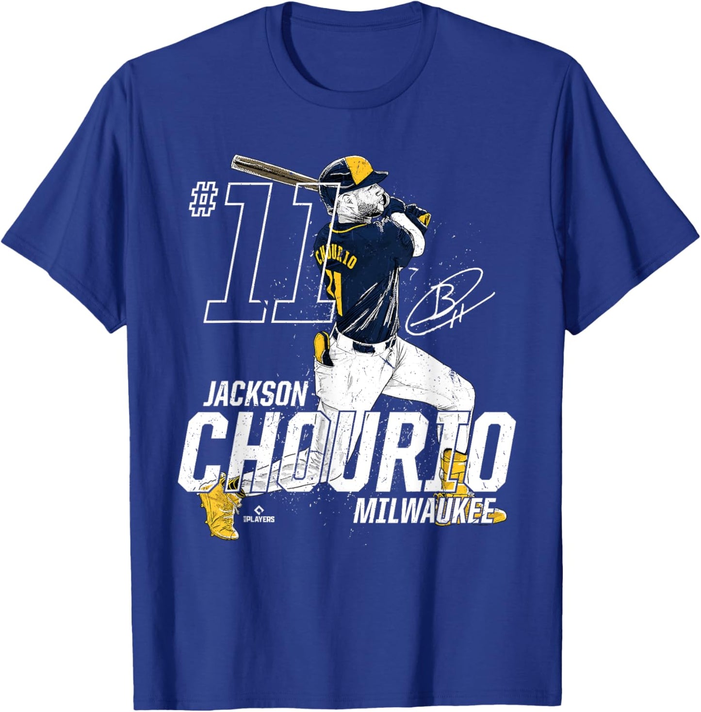 Dynamic Pose Jackson Chourio Milwaukee Baseball MLBPA T-Shirt - T-Shirt | Royal