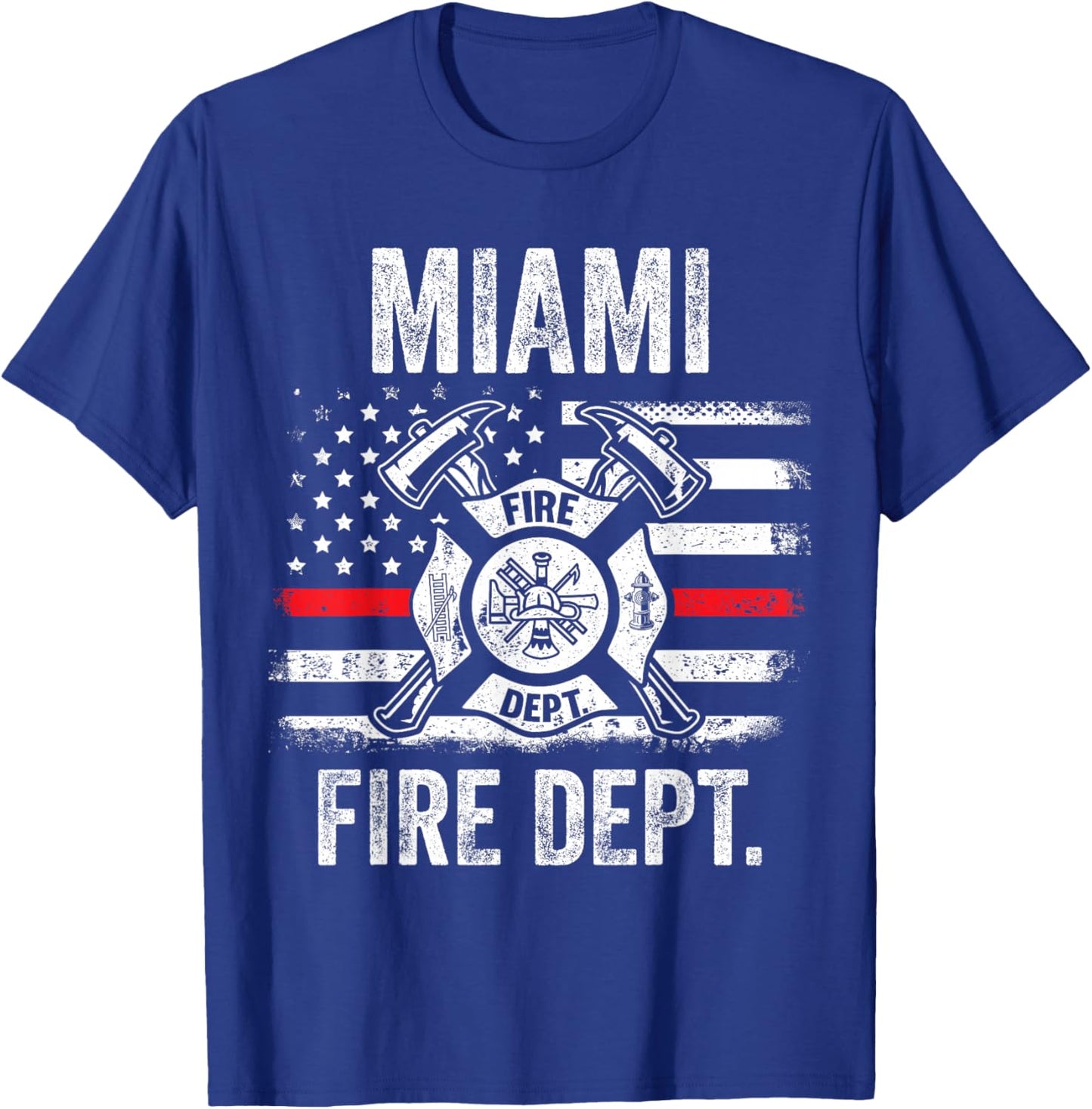 Miami Florida Fire Department Thin Red Line Fireman T-Shirt - T-Shirt | Royal
