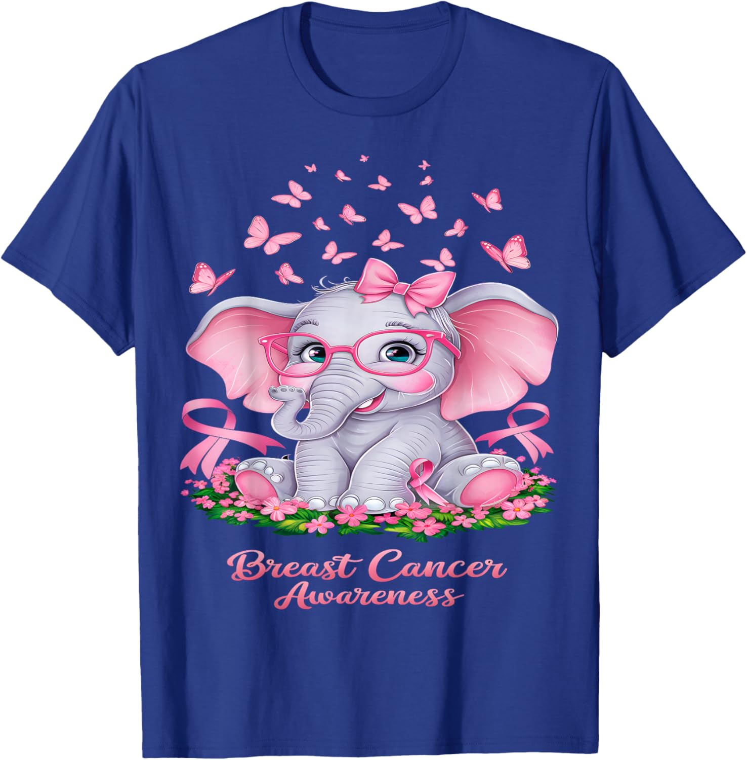 Cancer Awareness Breast Elephant T-Shirt - T-Shirt | Royal
