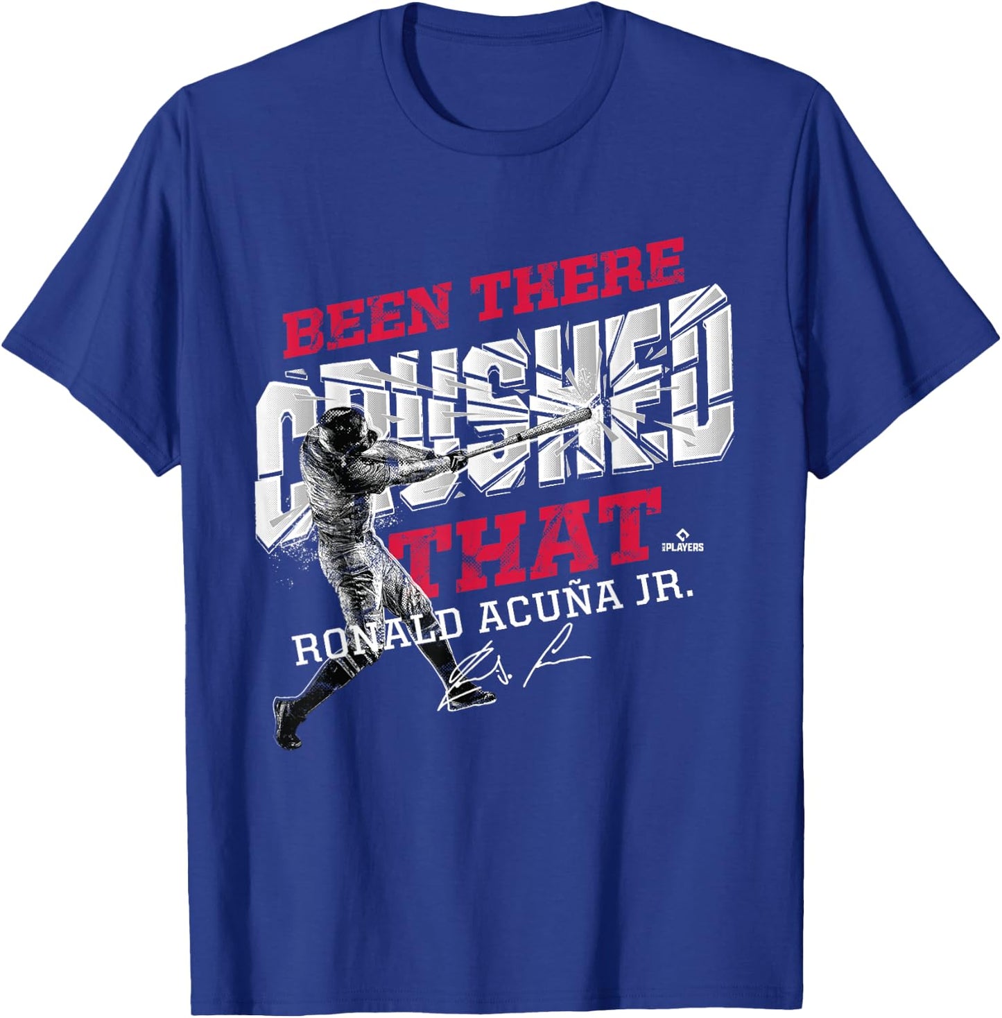 FanPrint Ronald Acuna Jr. -Adults Black Baseball Graphic - Small T-Shirt - T-Shirt | Royal