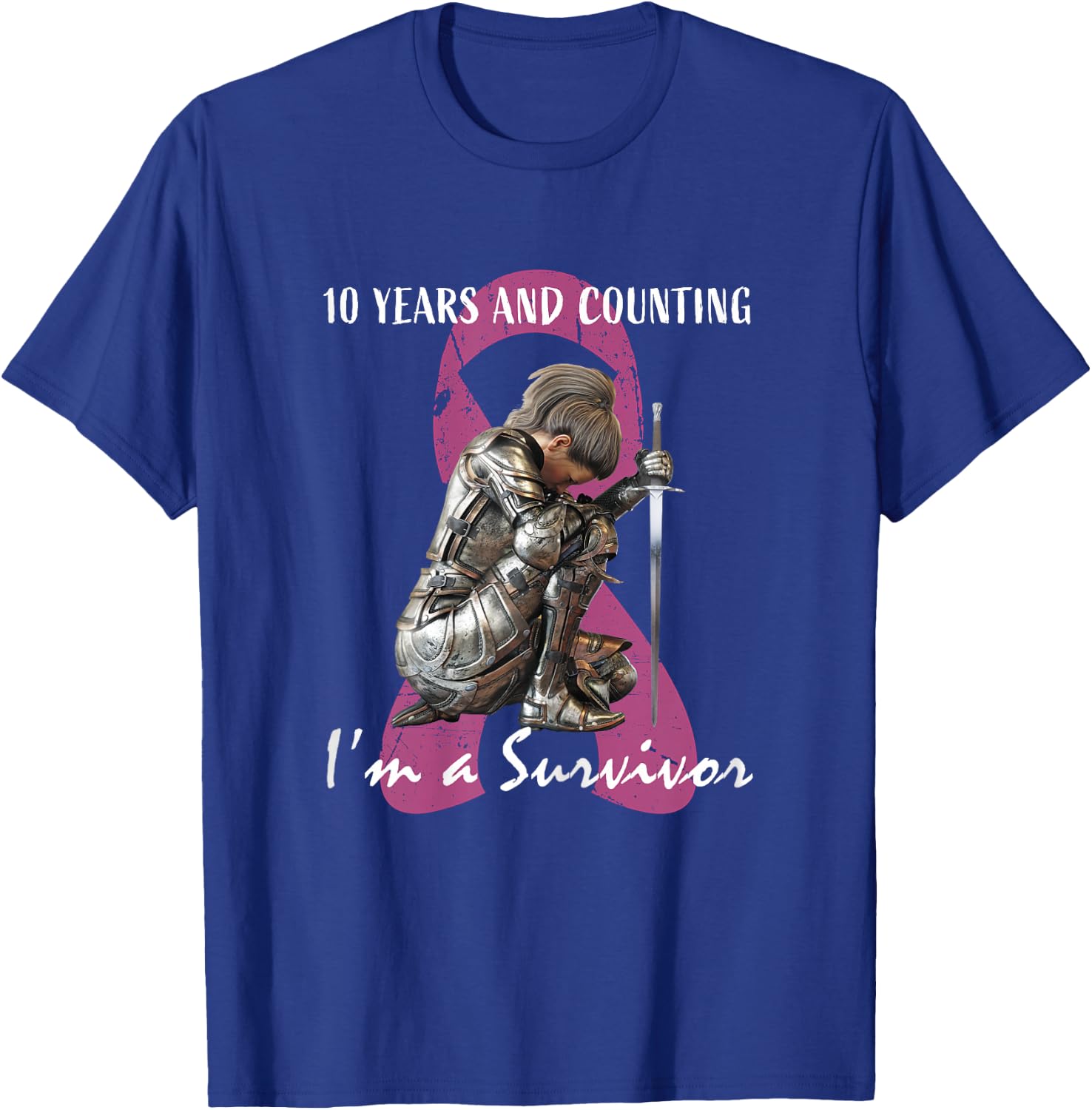 10 Years Cancer Free Gifts 10 Year Breast Cancer Survivor T-Shirt - T-Shirt | Royal