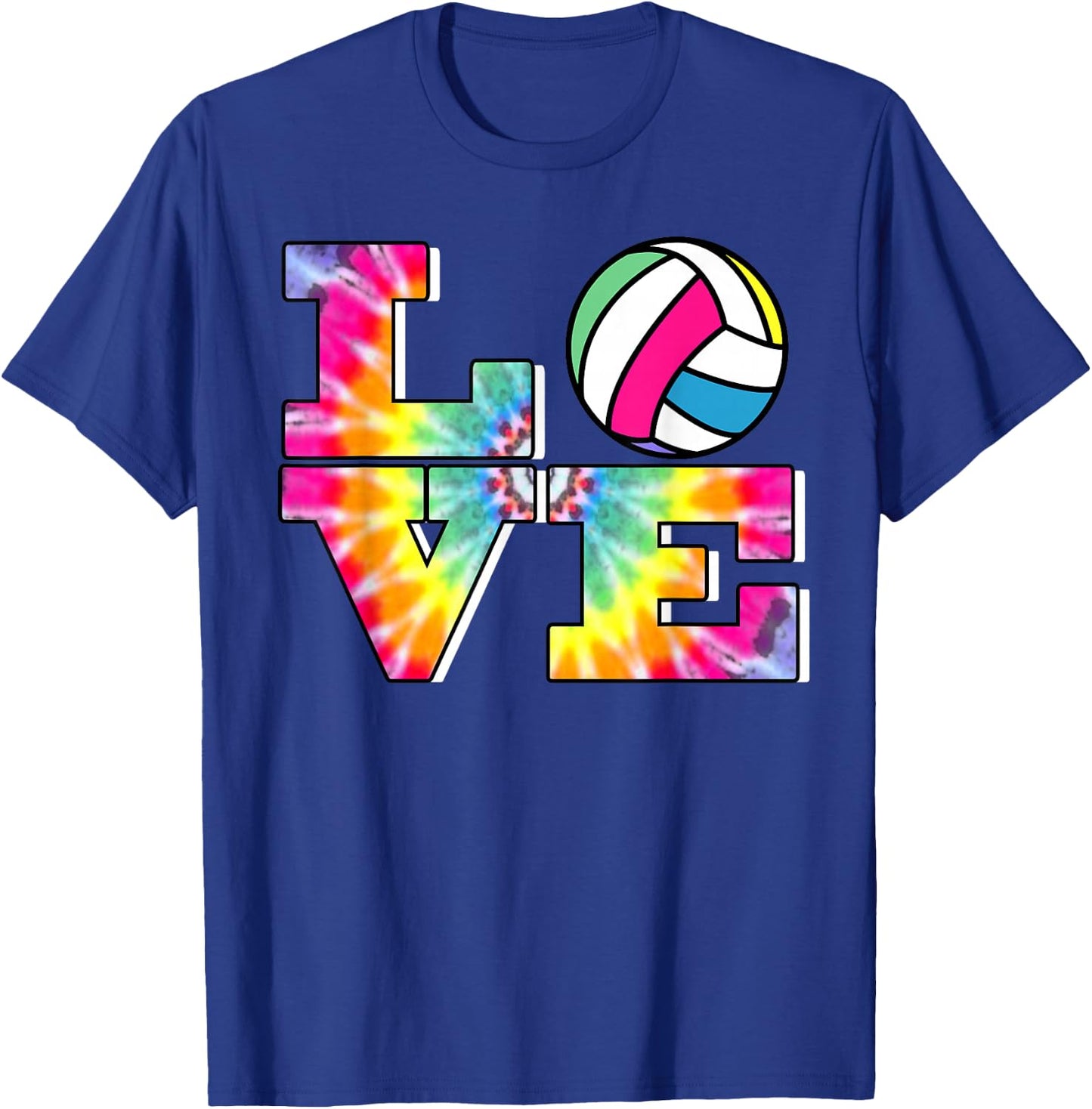Girls Volleyball Tie Dye Love Colorful for Teenagers T-Shirt - T-Shirt | Royal