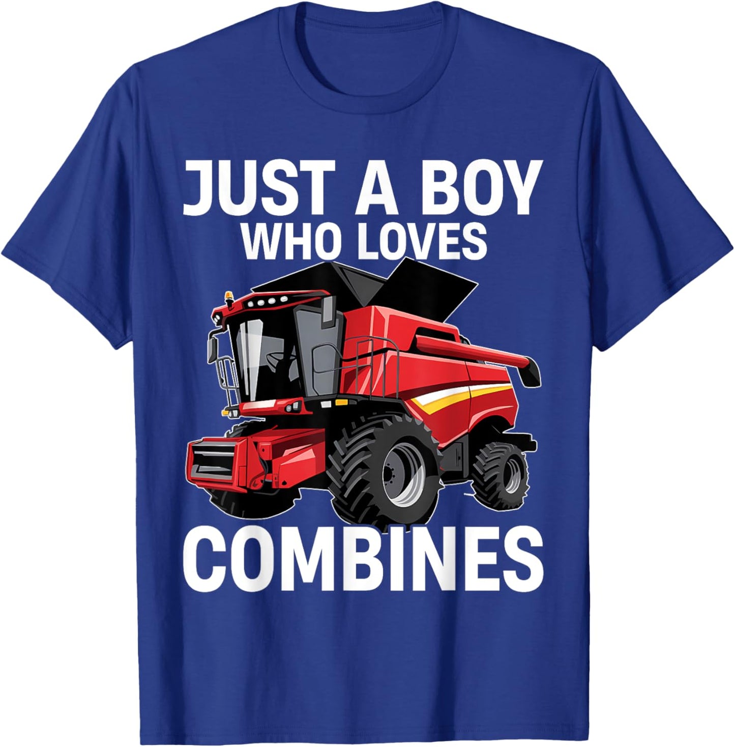 Just a Boy Who Loves Combines, Red Combine Harvester T-Shirt - T-Shirt | Royal