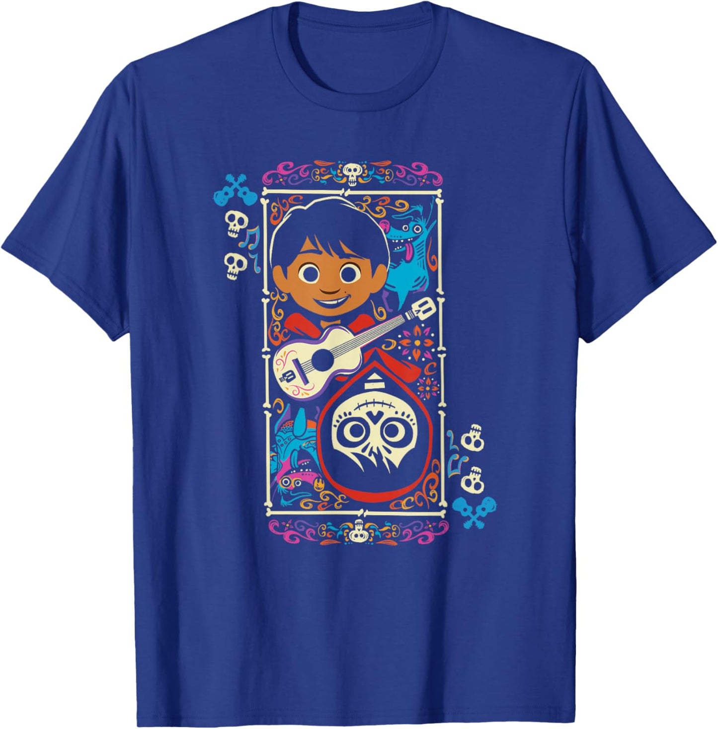 Disney Pixar Coco Miguel Two Faces Day Of The Dead Big Frame T-Shirt - T-Shirt | Royal