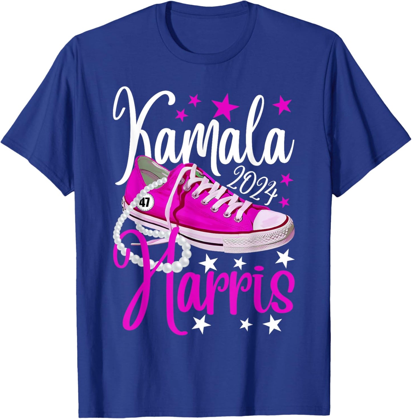 Kamala Harris 2024 For USA President 47th Chucks And Pearls T-Shirt - T-Shirt | Royal