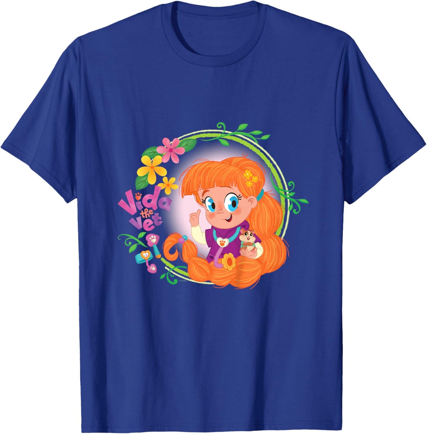 Vida the Vet, Flowery Vet Care, Graphic Logo T-Shirt - T-Shirt | Royal