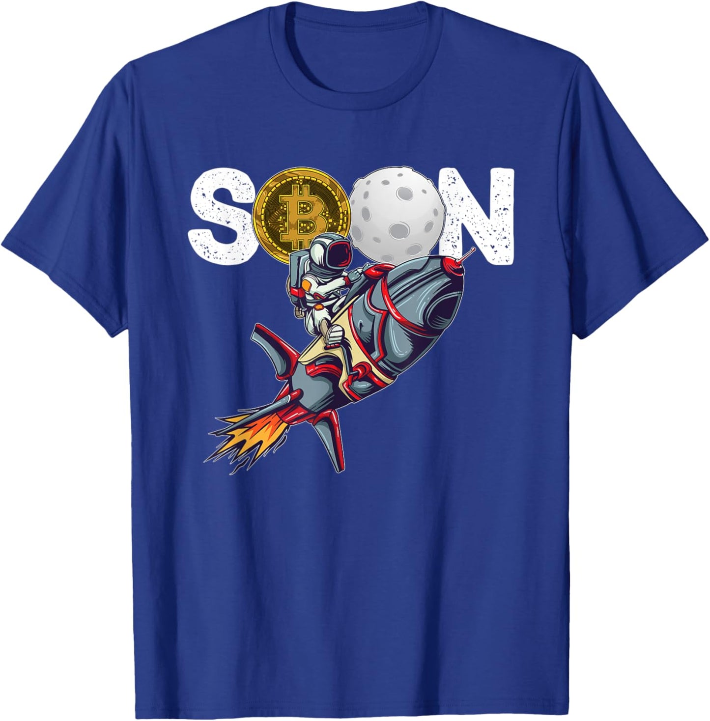 Bitcoin "SOON" To Moon Cryptocurrency HODL Funny Crypto T-Shirt - T-Shirt | Royal