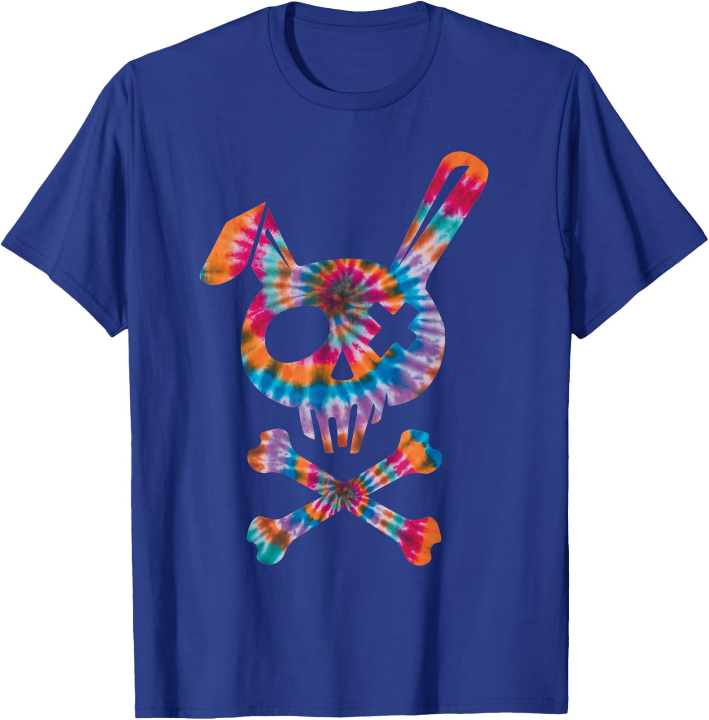 Scary Skull And Crossbones Bad Rabbit Horror Bunny Tie Dye T-Shirt - T-Shirt | Royal