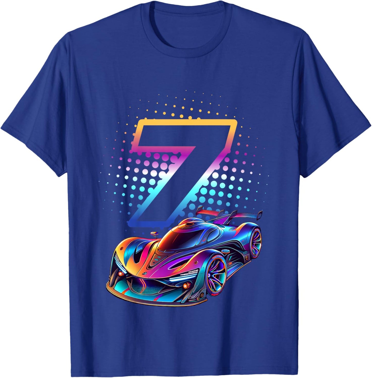 7 Jahre altes Rennauto 7. Geburtstag Futuristischer Rennwagen T-Shirt - T-Shirt | Royal