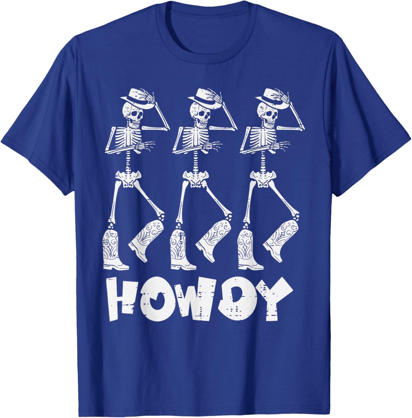 Halloween Cowboy Skeletons Howdy Costume Men Women Kids Boys T-Shirt - T-Shirt | Royal