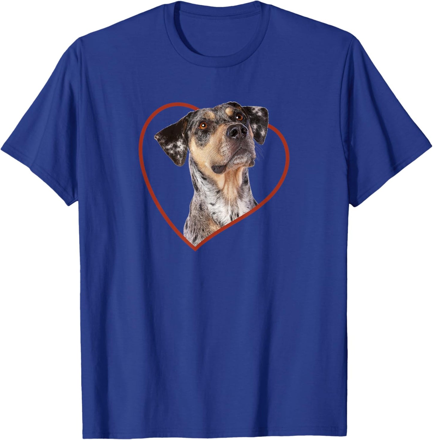 Louisiana Catahoula Leopard Dog Portrait Heart T-Shirt - T-Shirt | Royal