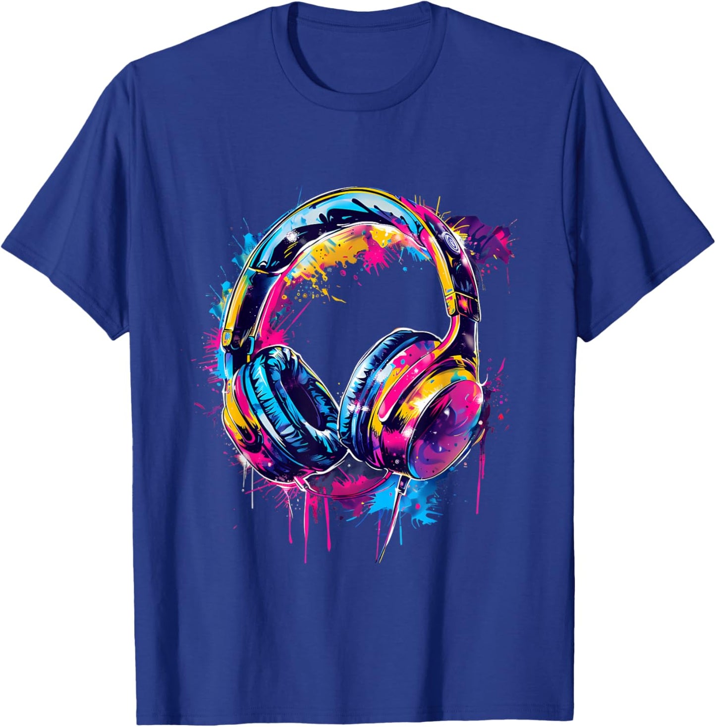 Headphones Music DJ House Dance Club Music Headphones Splash T-Shirt - T-Shirt | Royal