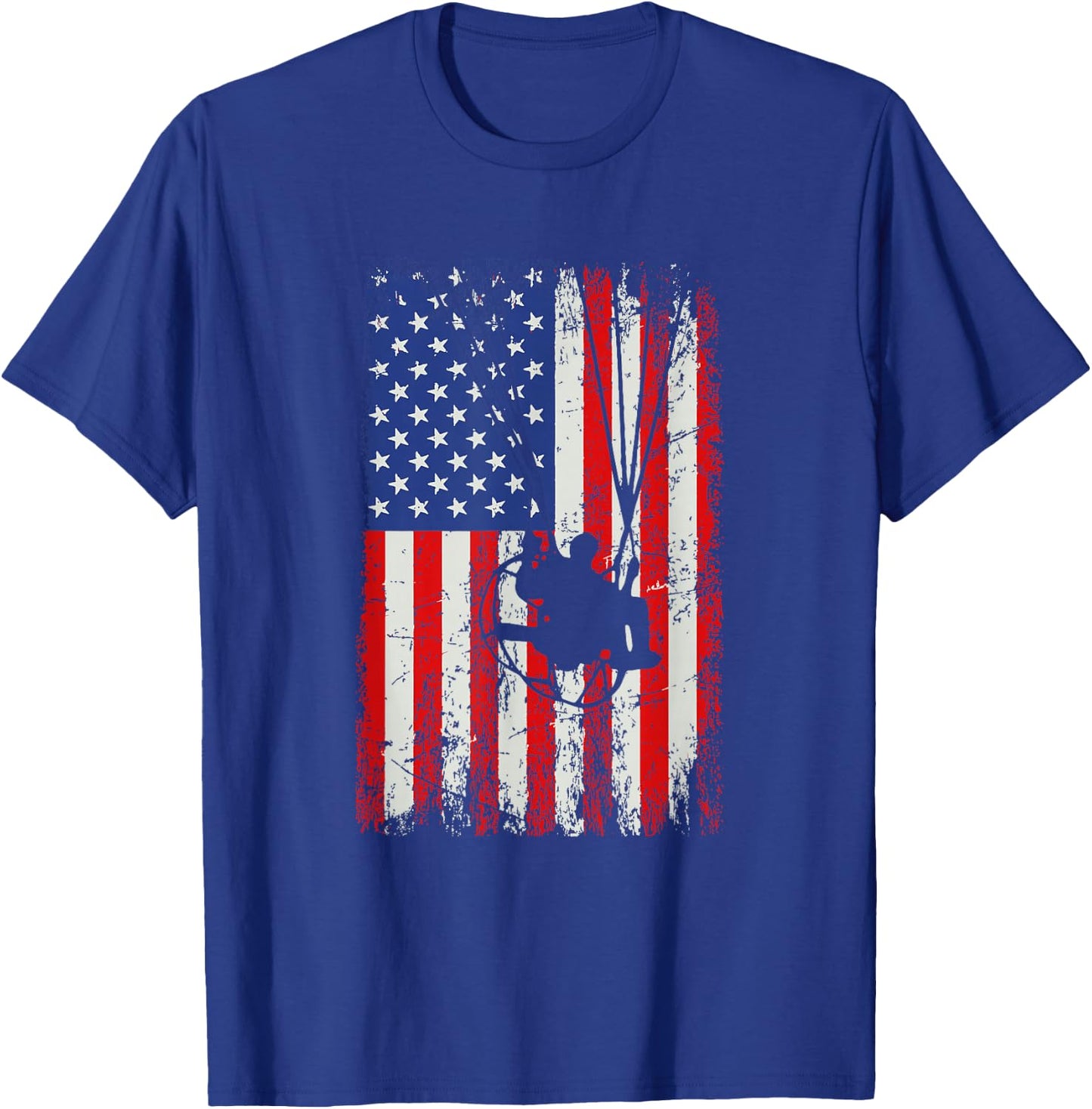 paramotor American Flag, paramotor T-Shirt - T-Shirt | Royal