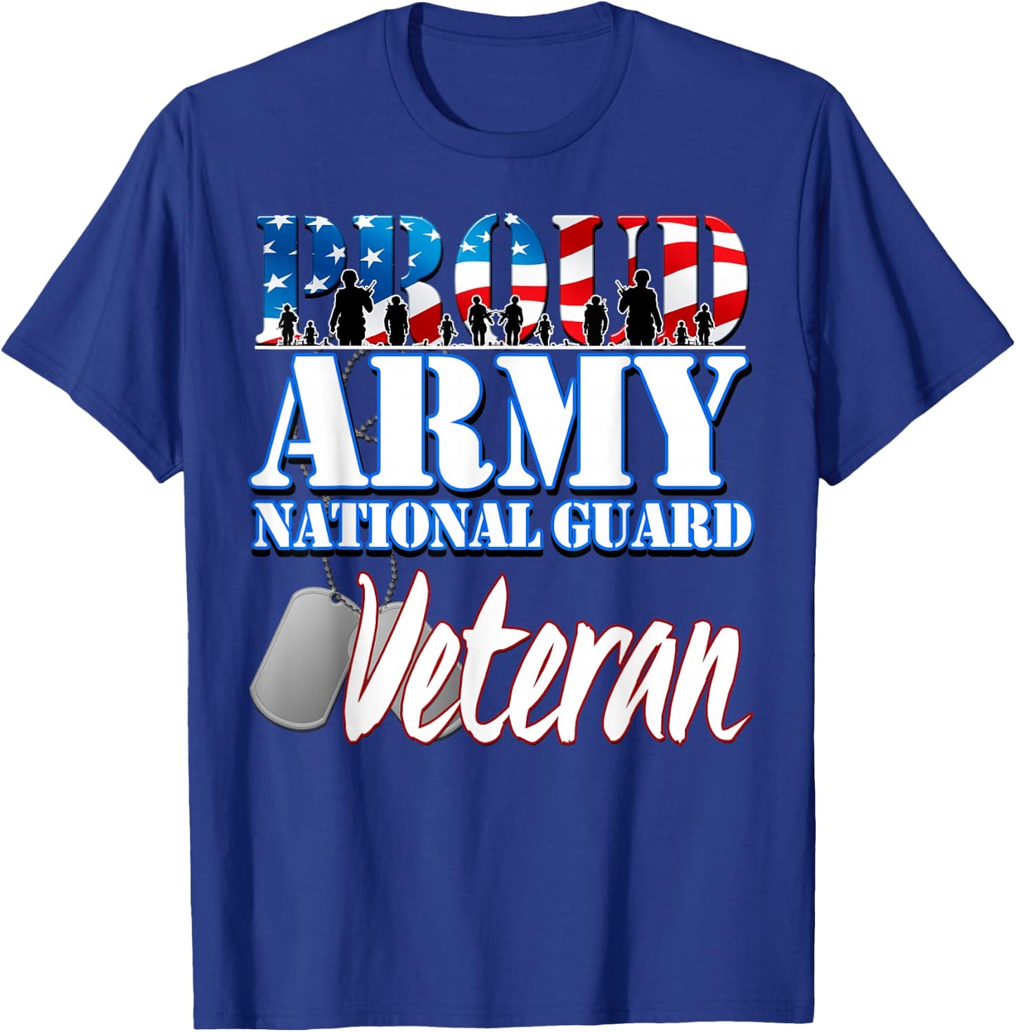 Proud Army National Guard Veteran Dog Tag Flag Women T-Shirt - T-Shirt | Royal