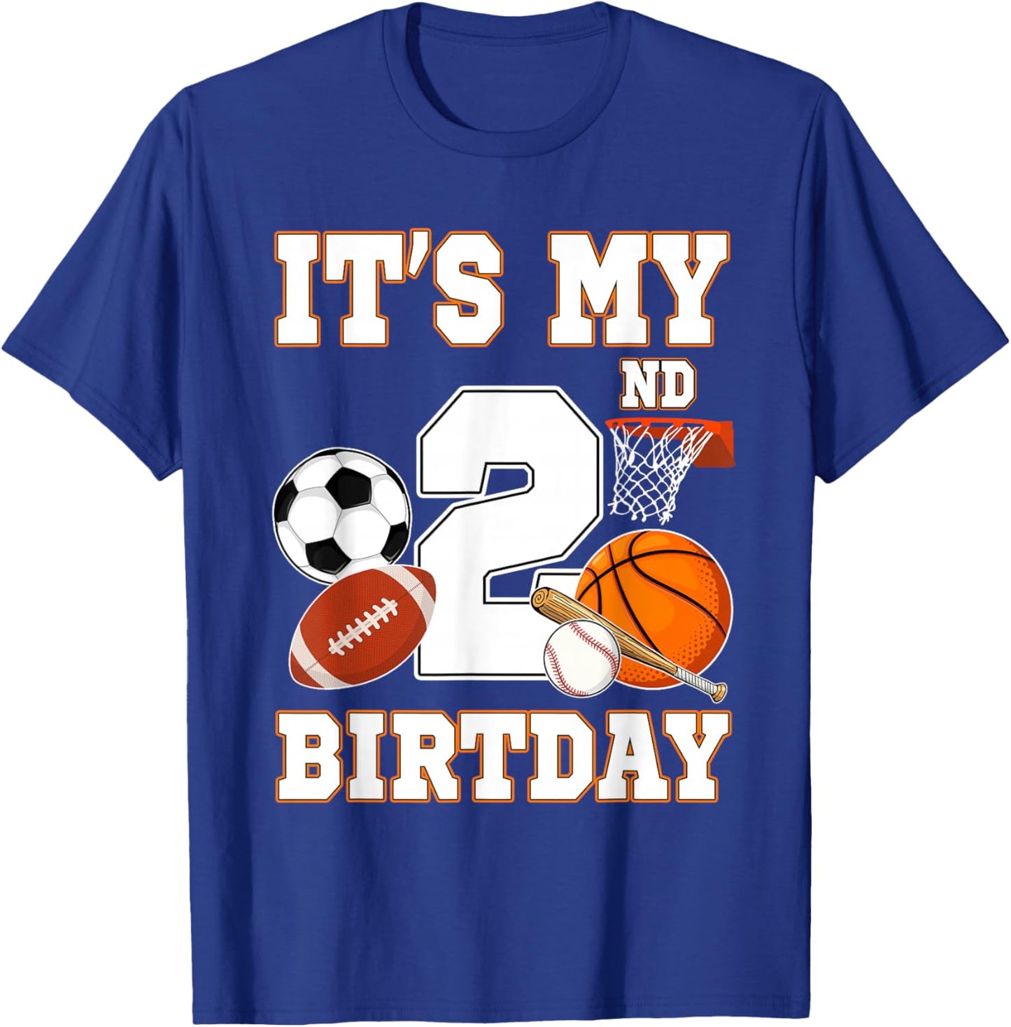 It's my 2nd Birthday Sport Balls 2 Year Old Kids Party T-Shirt - T-Shirt | Royal